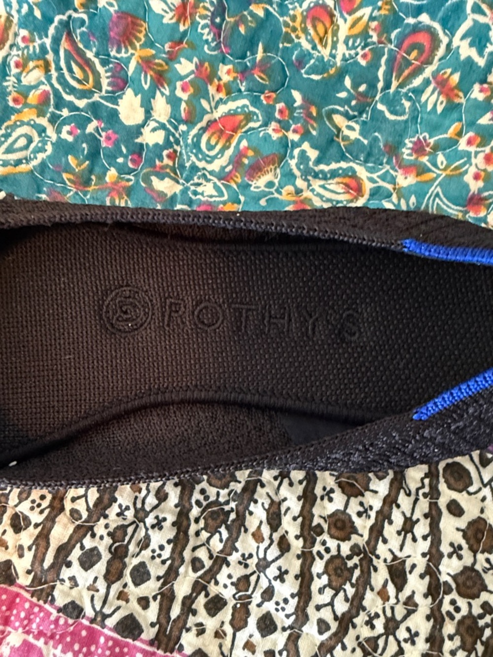 Rothy's Black Knit Flats with Blue Trim - Picture 2 of 4